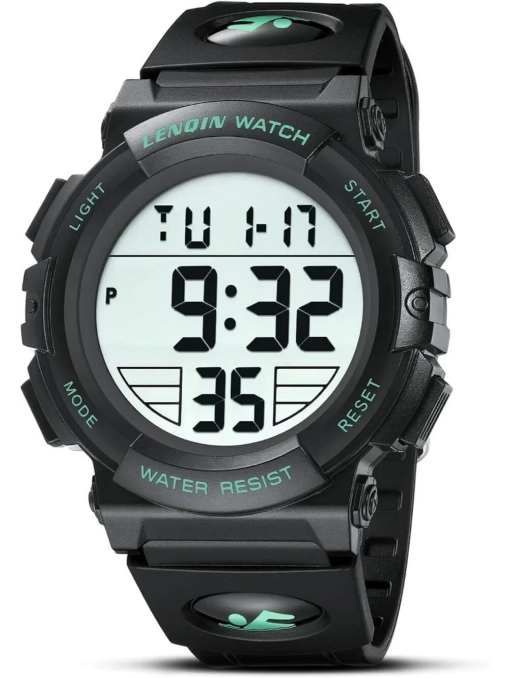 Men's Black Green Analog Quartz Waterproof Tactical Digital Alarm Wrist Watch